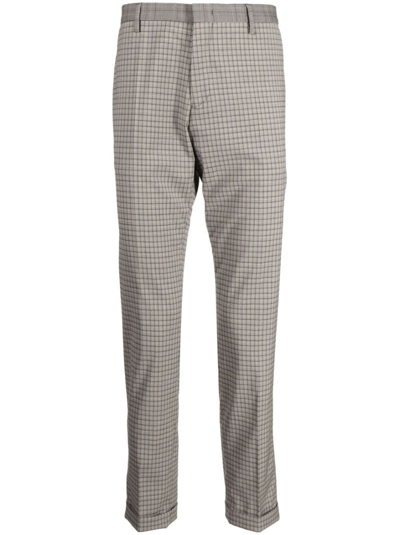 check-pattern stretch-wool trousers 1