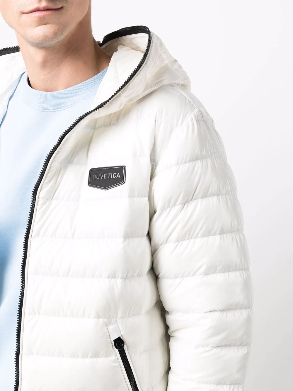 logo-patch feather-down puffer jacket - 5