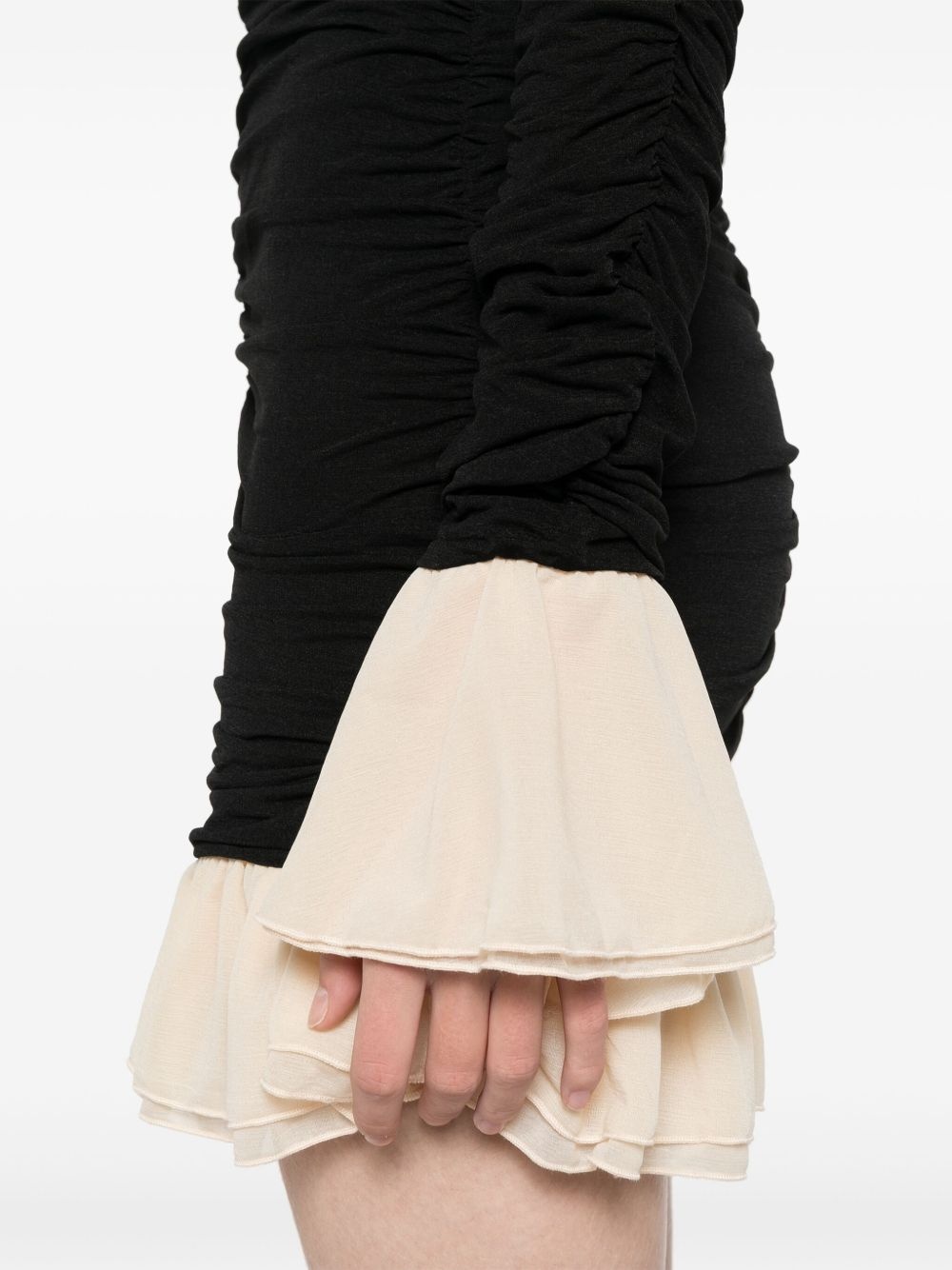 ruched long-sleeve mini dress - 5