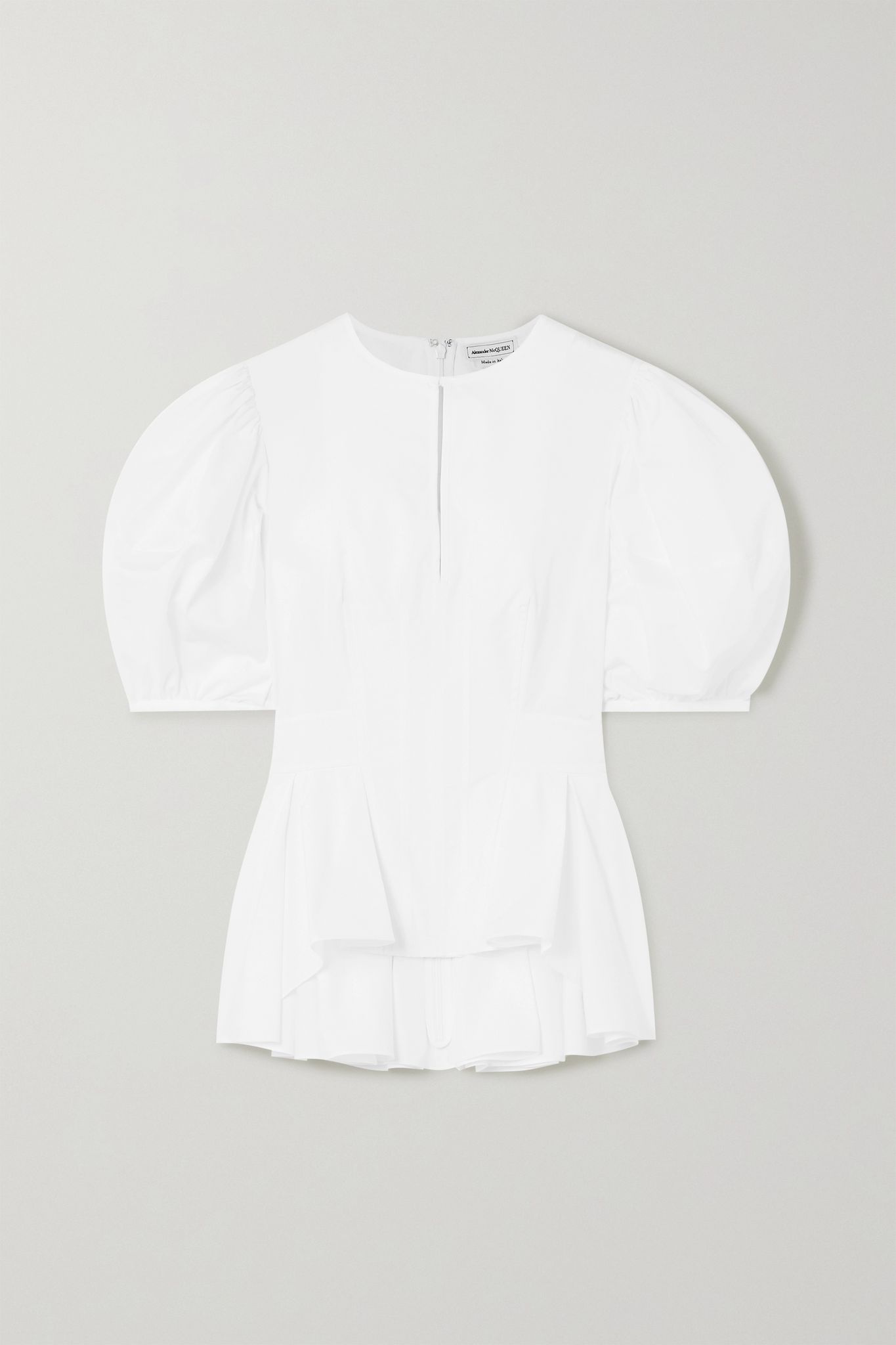 Pleated cotton-poplin peplum blouse - 1