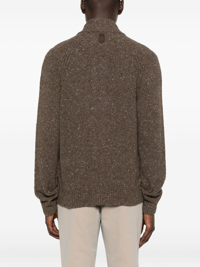 zip-front speckled cardigan 4