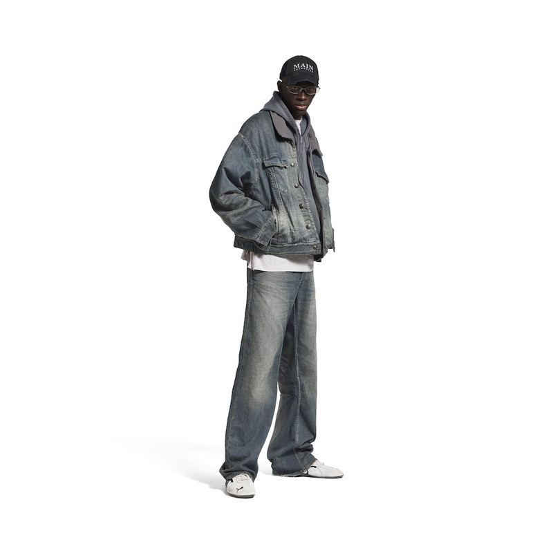 BALENCIAGA Men's Layered Lined Denim Jacket in Blue outlook