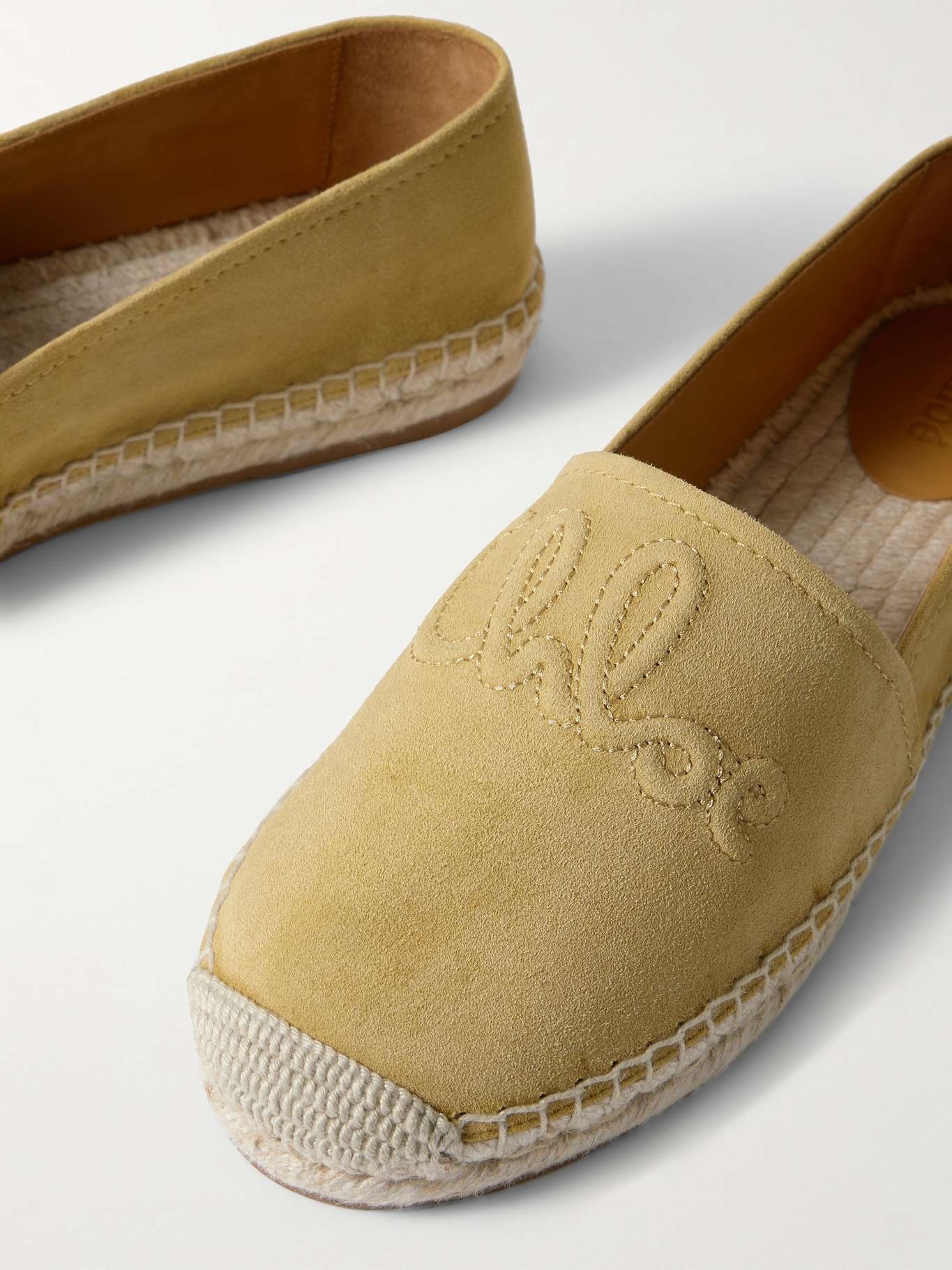 Isla logo-embossed suede espadrilles Tan - 4