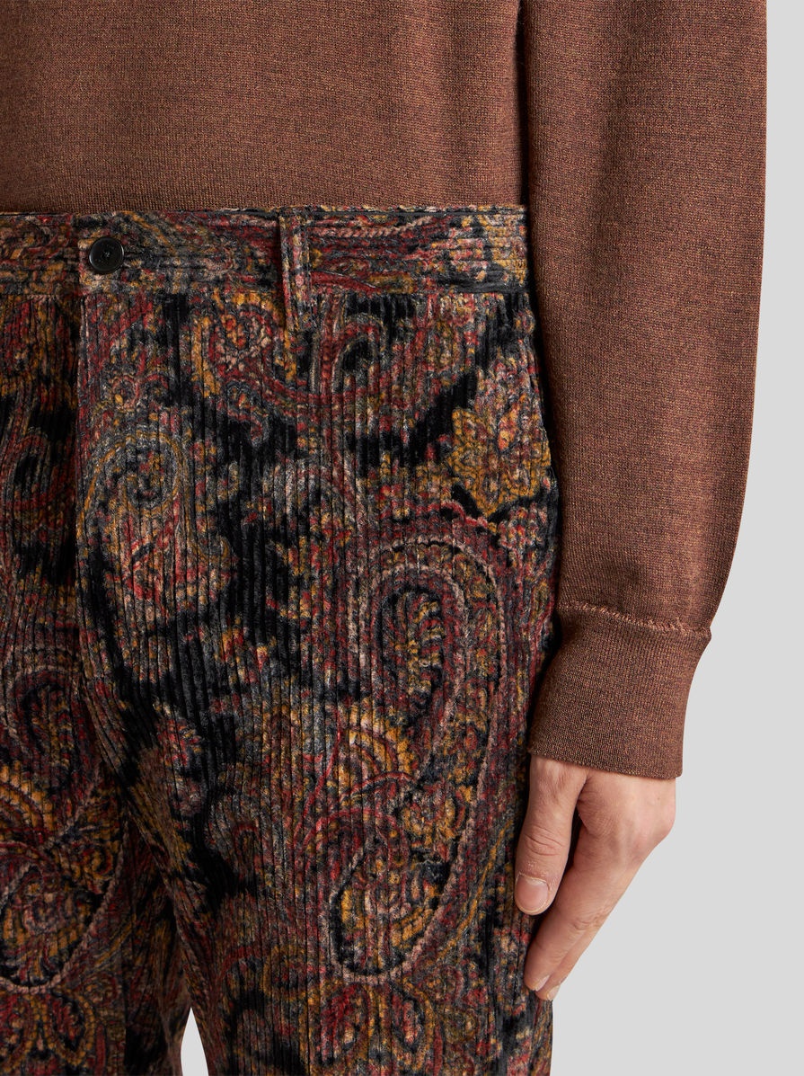 PRINTED RIBBED VELVET TROUSERS - 3