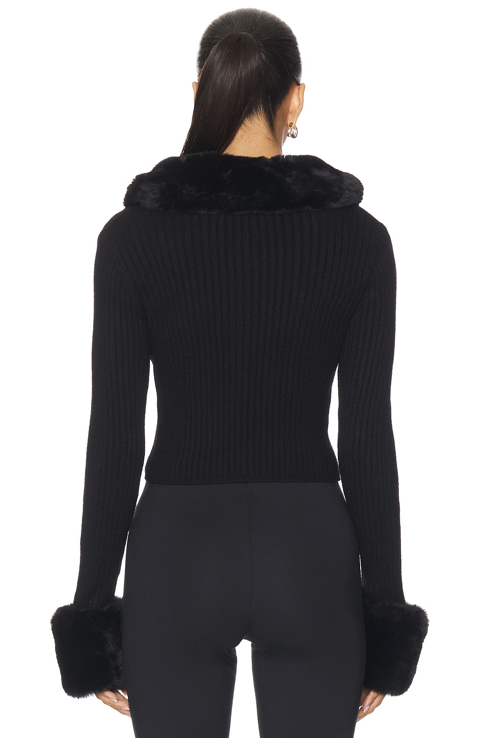 Peggy Cardigan With Faux Fur Trim - 4