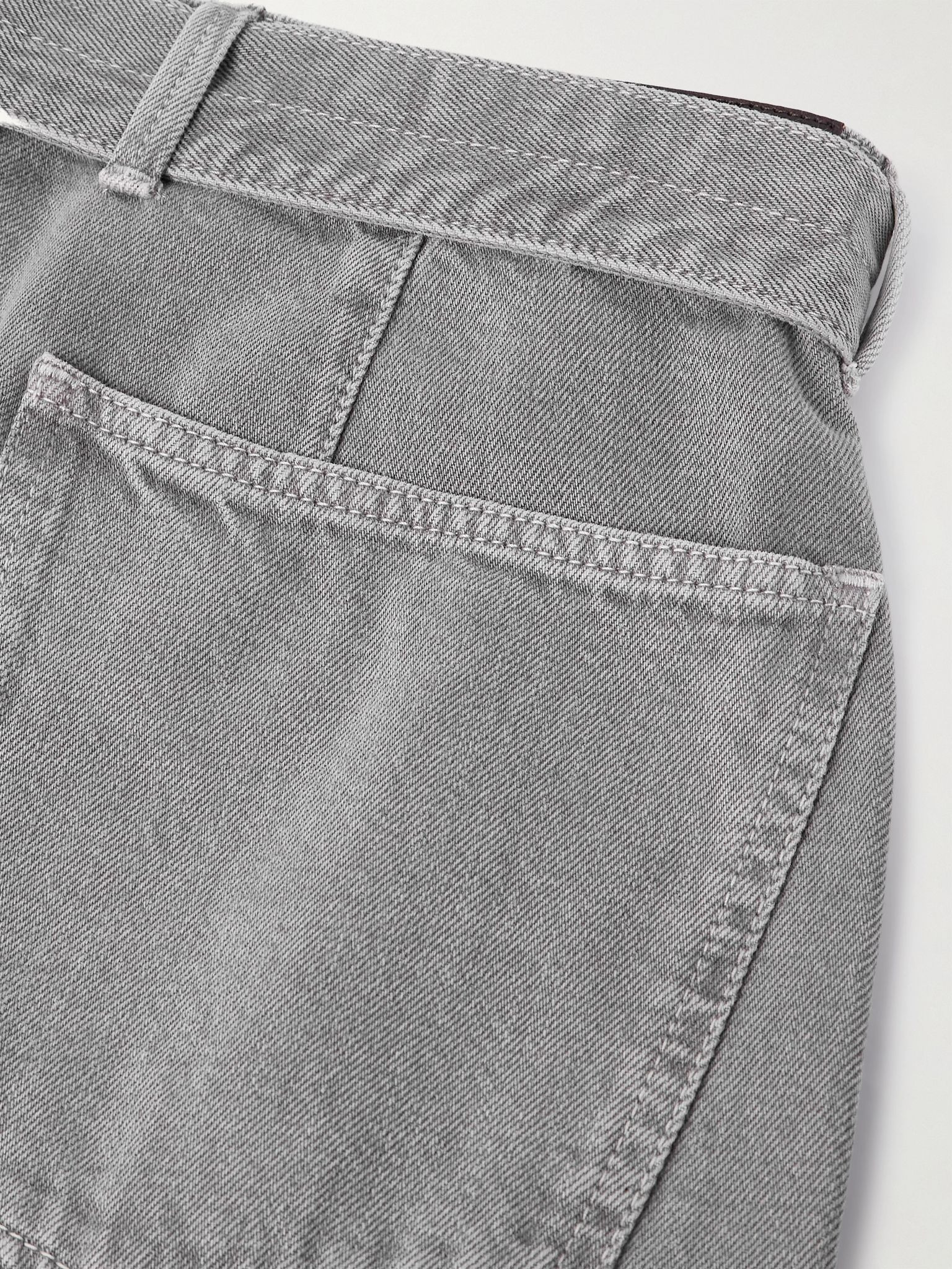Twisted Wide-Leg Belted Jeans Gray - 5