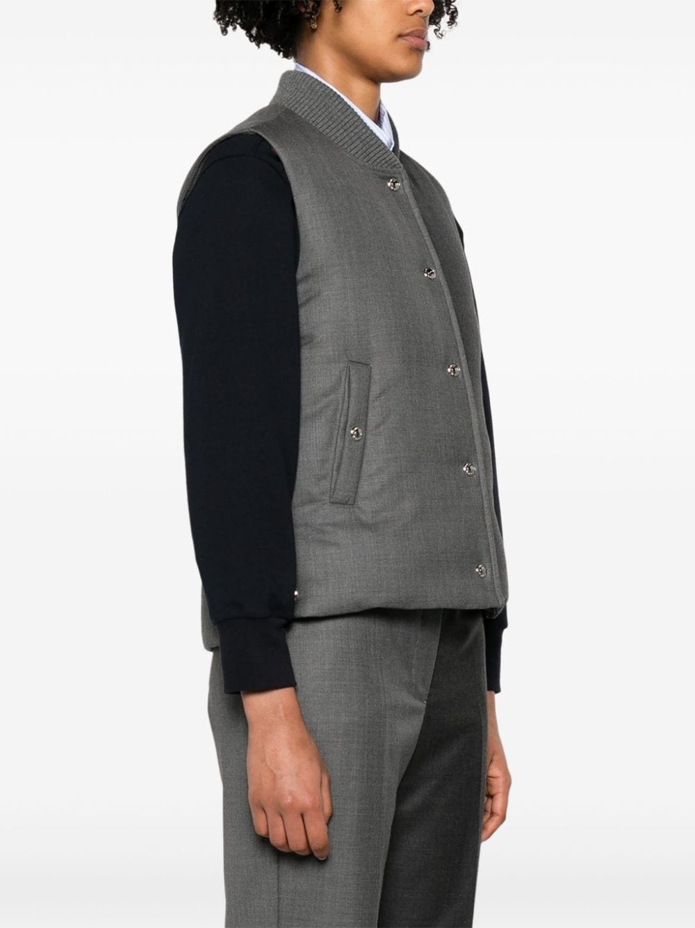 baseball-collar wool gilet - 3
