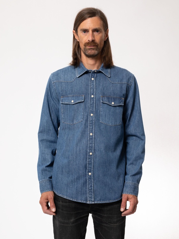 George Classic Blue Indigo Denim Shirt - 7
