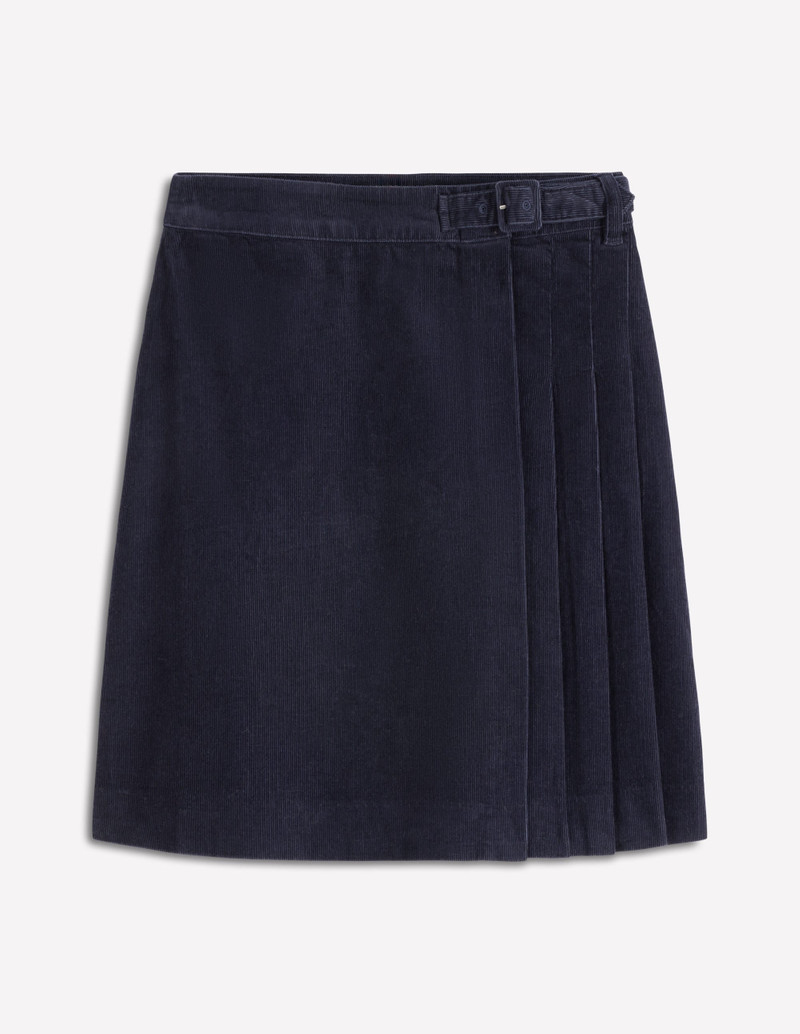 Helen Cord Kilt Skirt-Navy 1