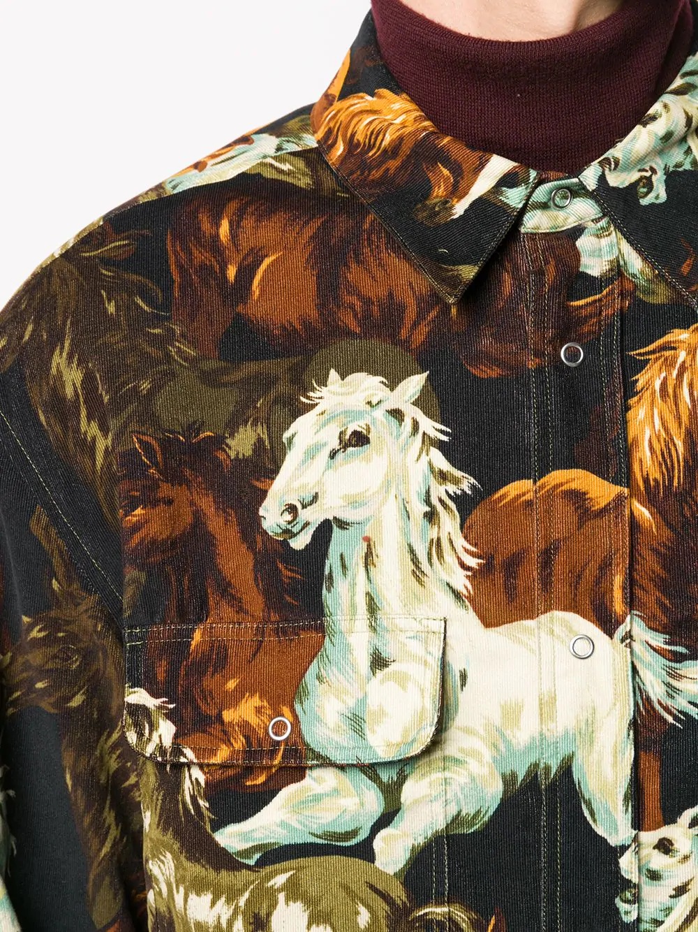 horse print overshirt - 5