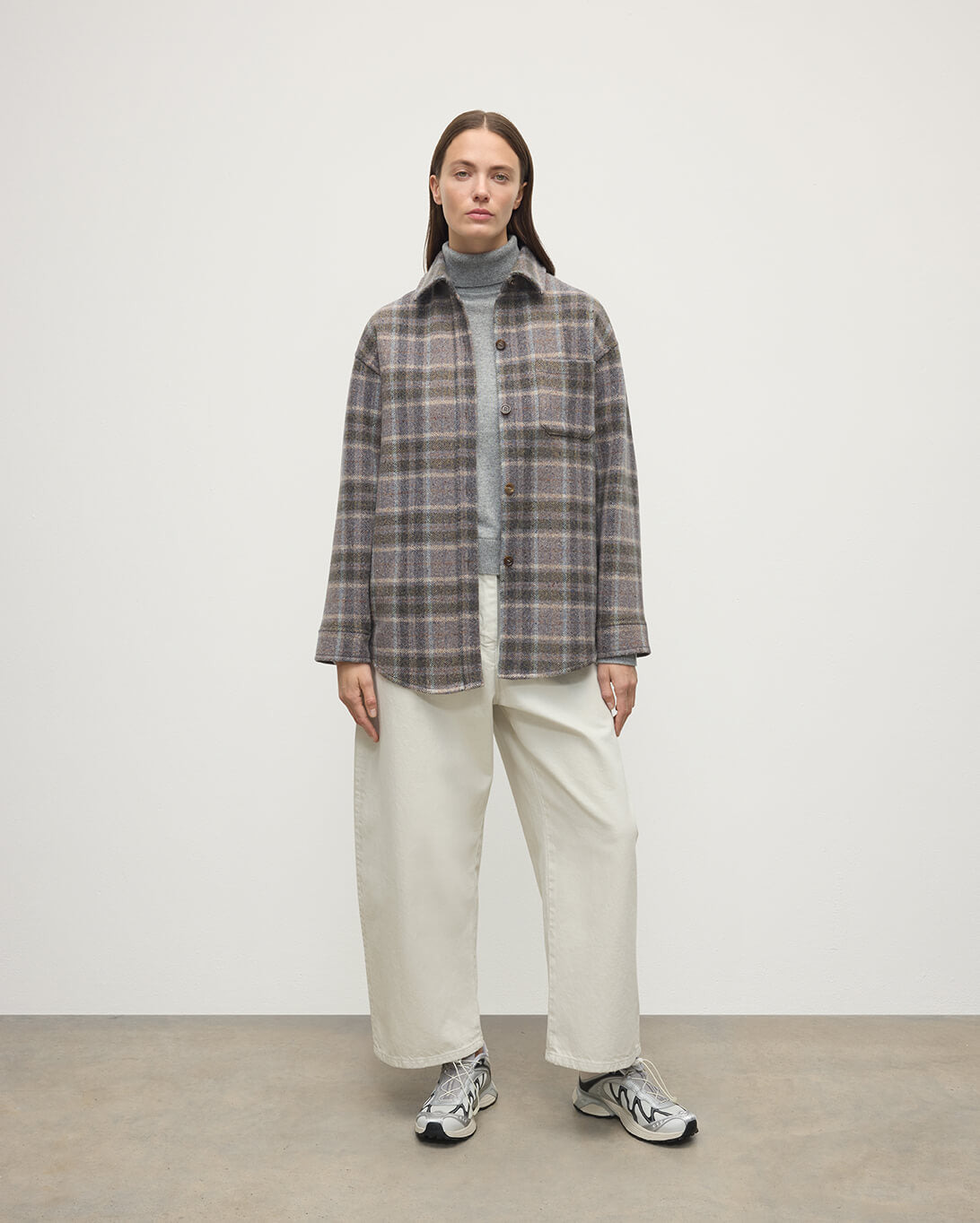 Slate Tweed Check Oversized Shirt - 2