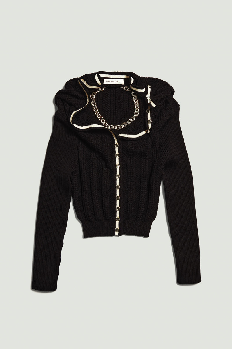 Classic Ruffle Necklace Cardigan 1