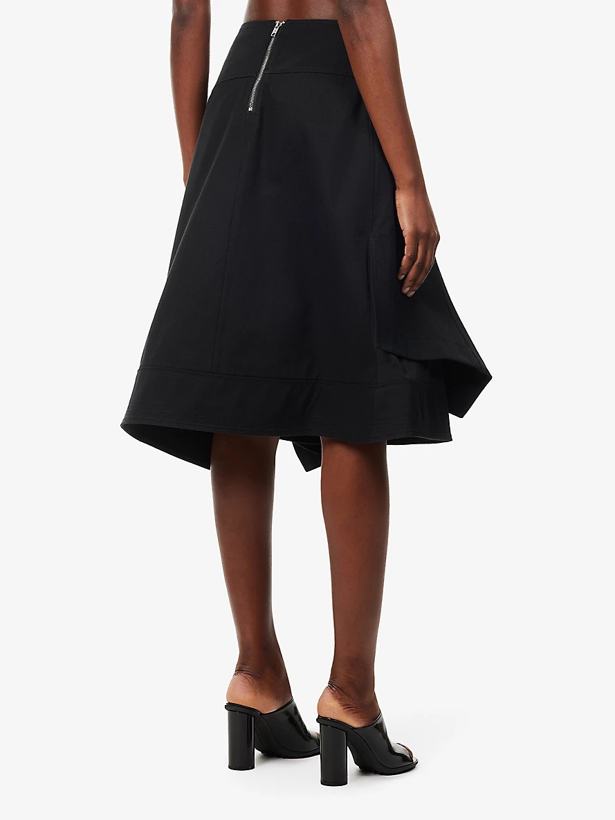 Double-layer regular-fit cotton midi skirt - 4