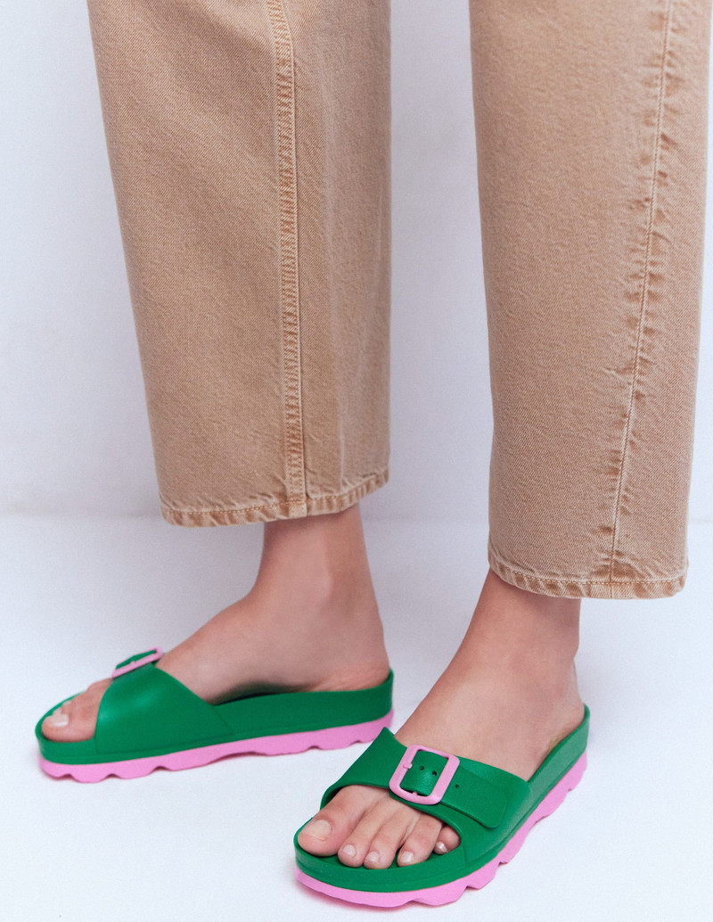 BODEN Lyla Single Buckle Sliders-Green/Pink outlook