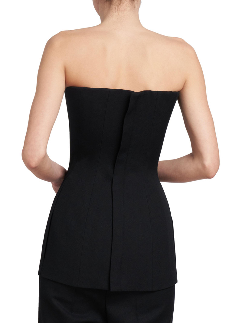 Women's Crepe Strapless Corset Top - Black 5