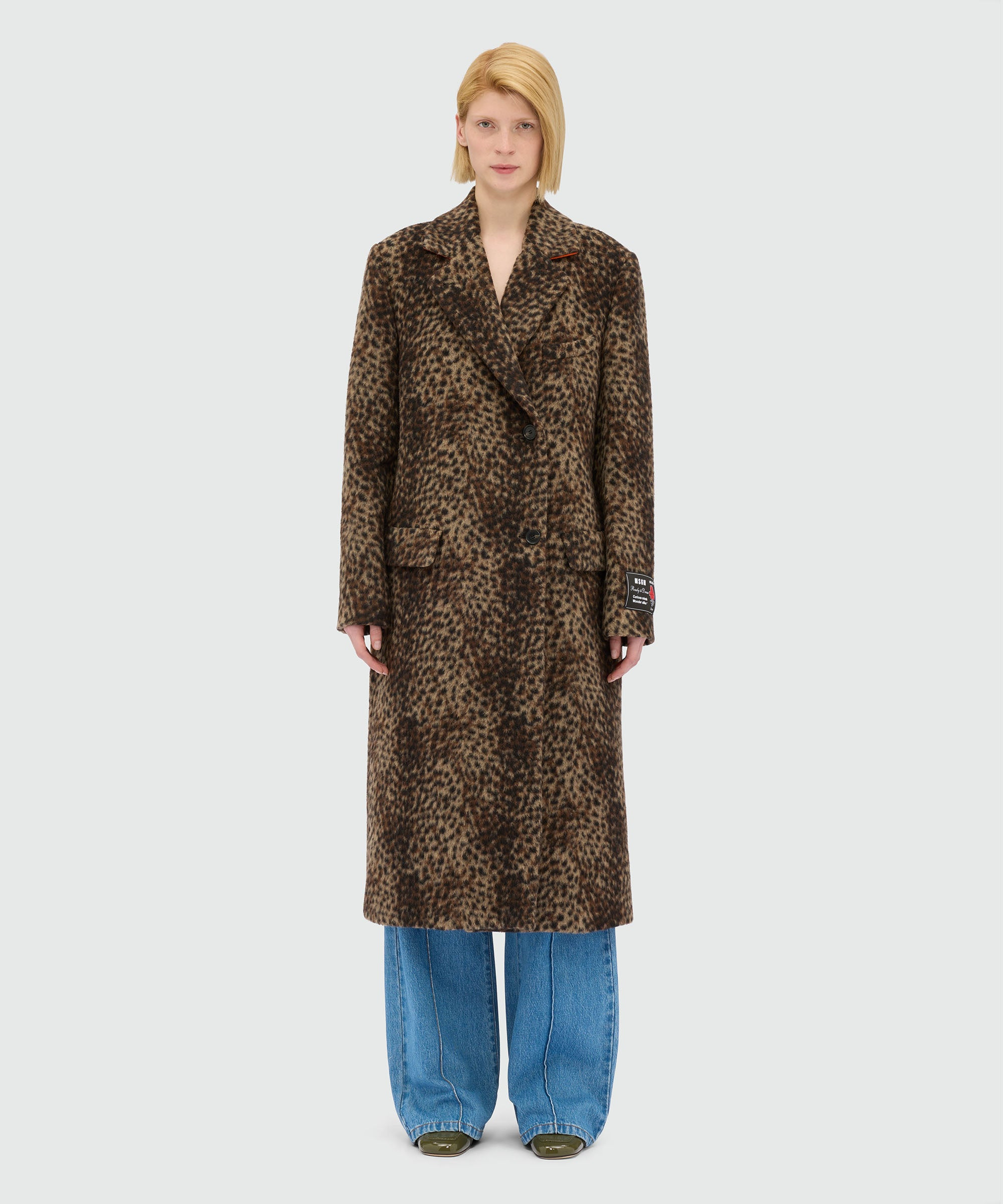 Wool cloth coat with lynx-effect pattern - 2