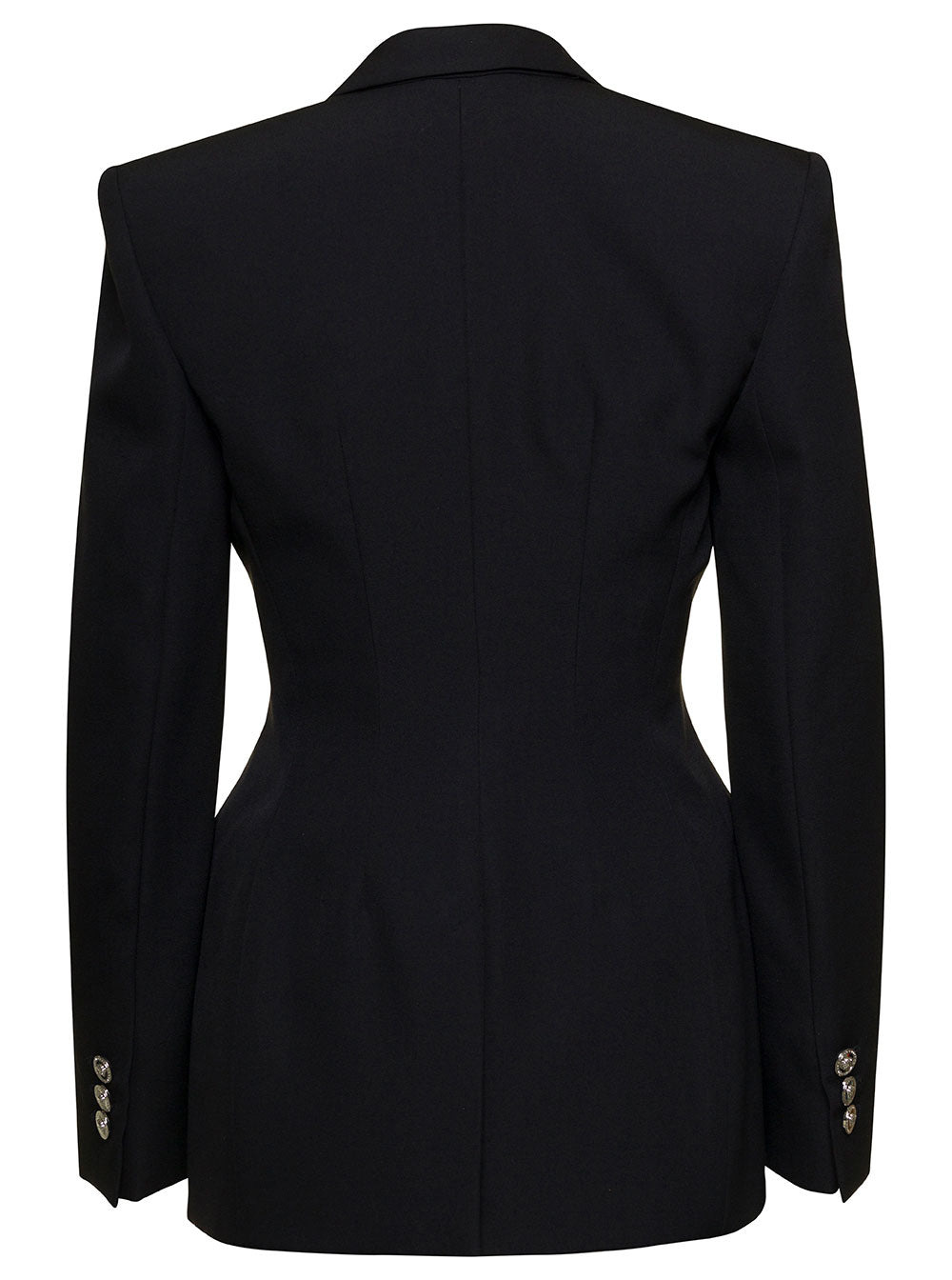 Versace Women Black Hourglass Single-Breasted Blazer In Wool Woman - 2