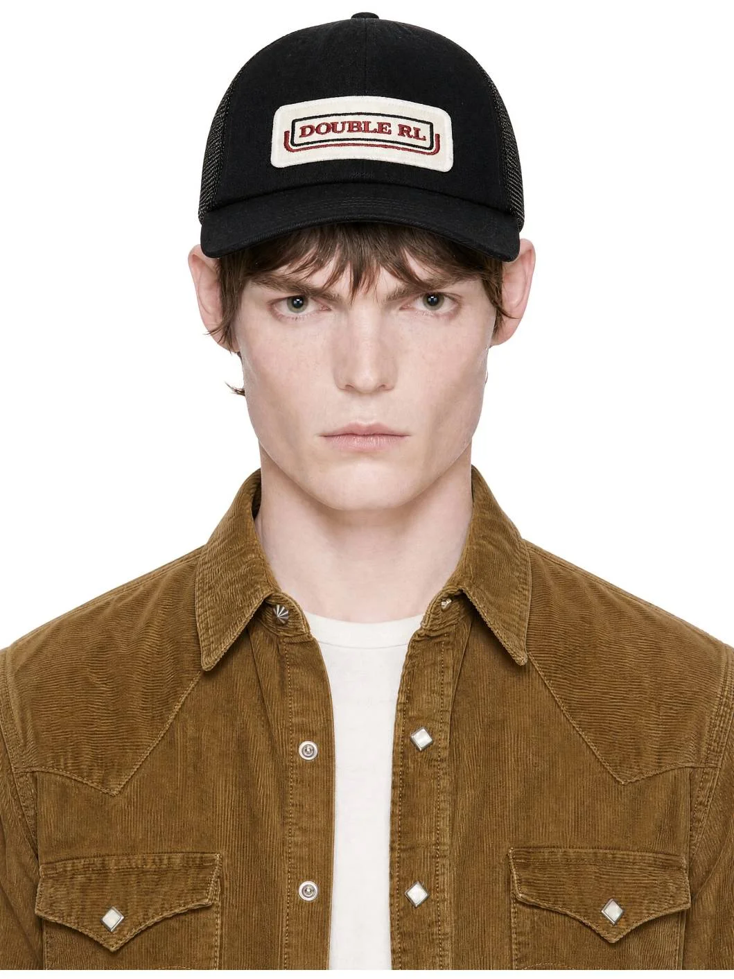 Black Denim Mesh Trucker Cap - 1