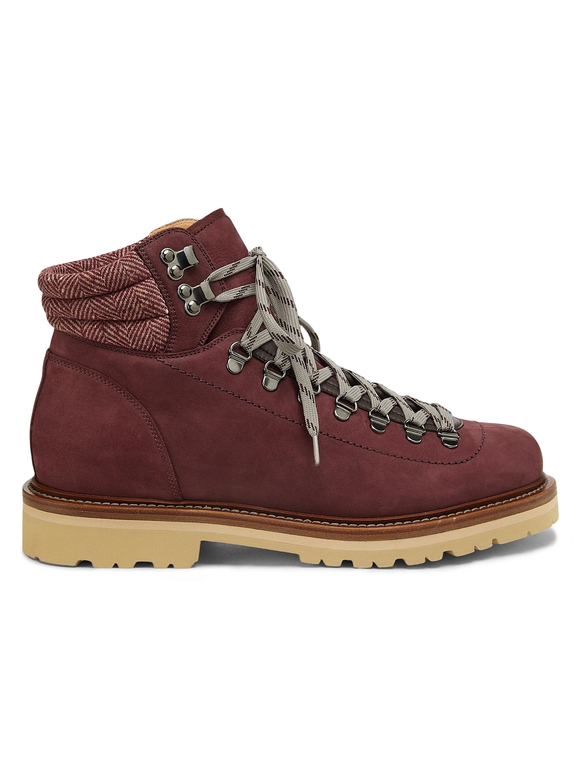 Men's Leather Hiking Boots - Dark Red - 1