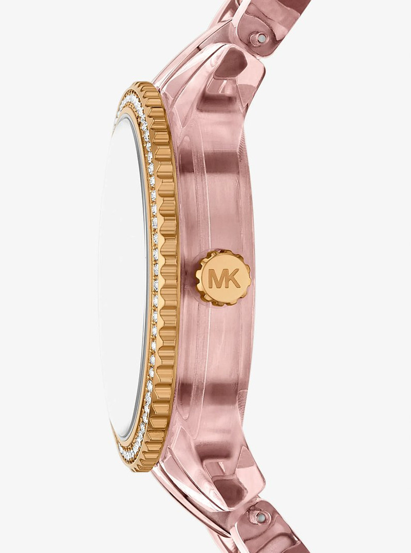 MICHAEL KORS Ritz Pavé Pink-Tone and Acetate Watch outlook