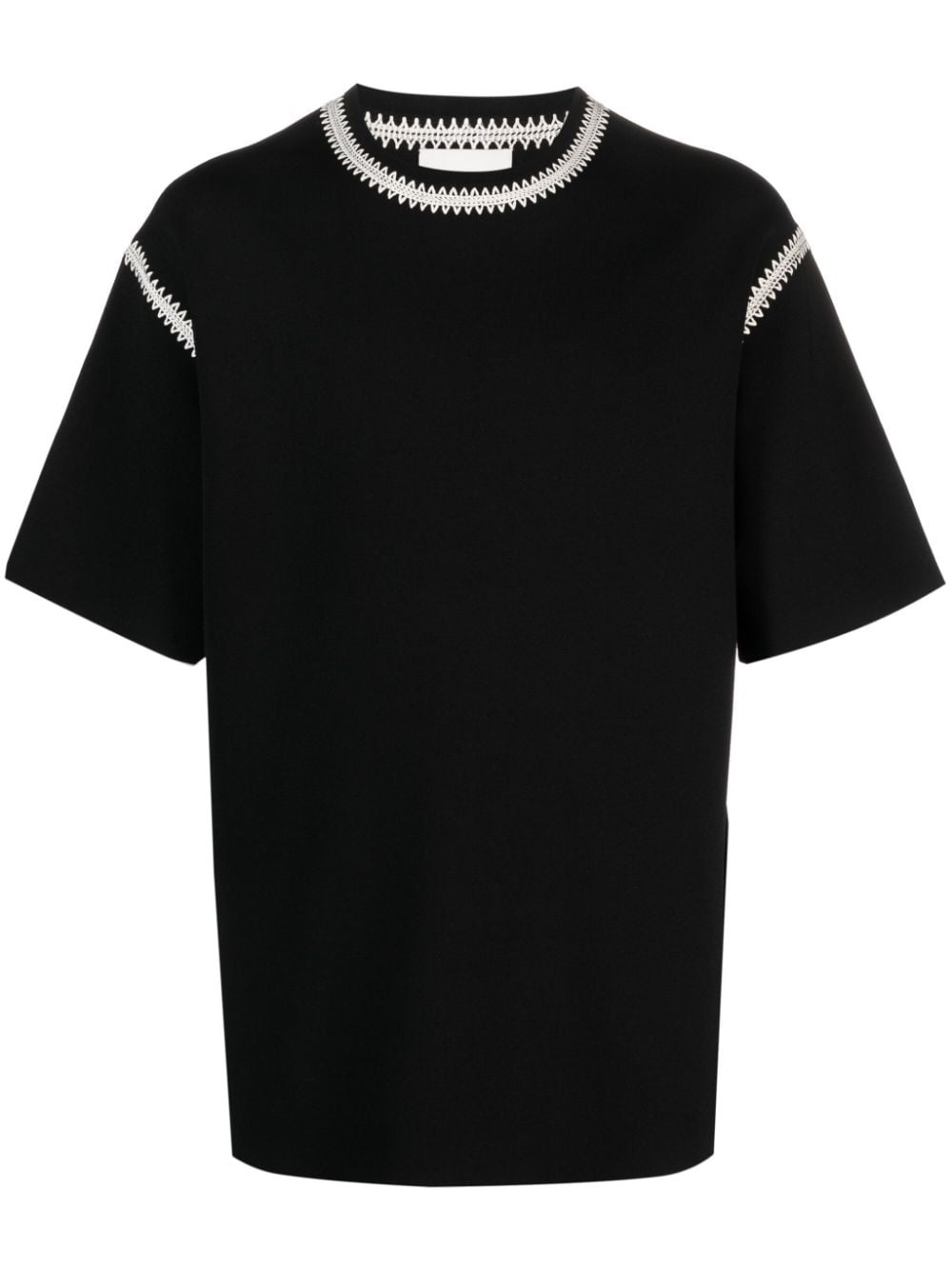 crochet-trim crew-neck T-shirt - 1
