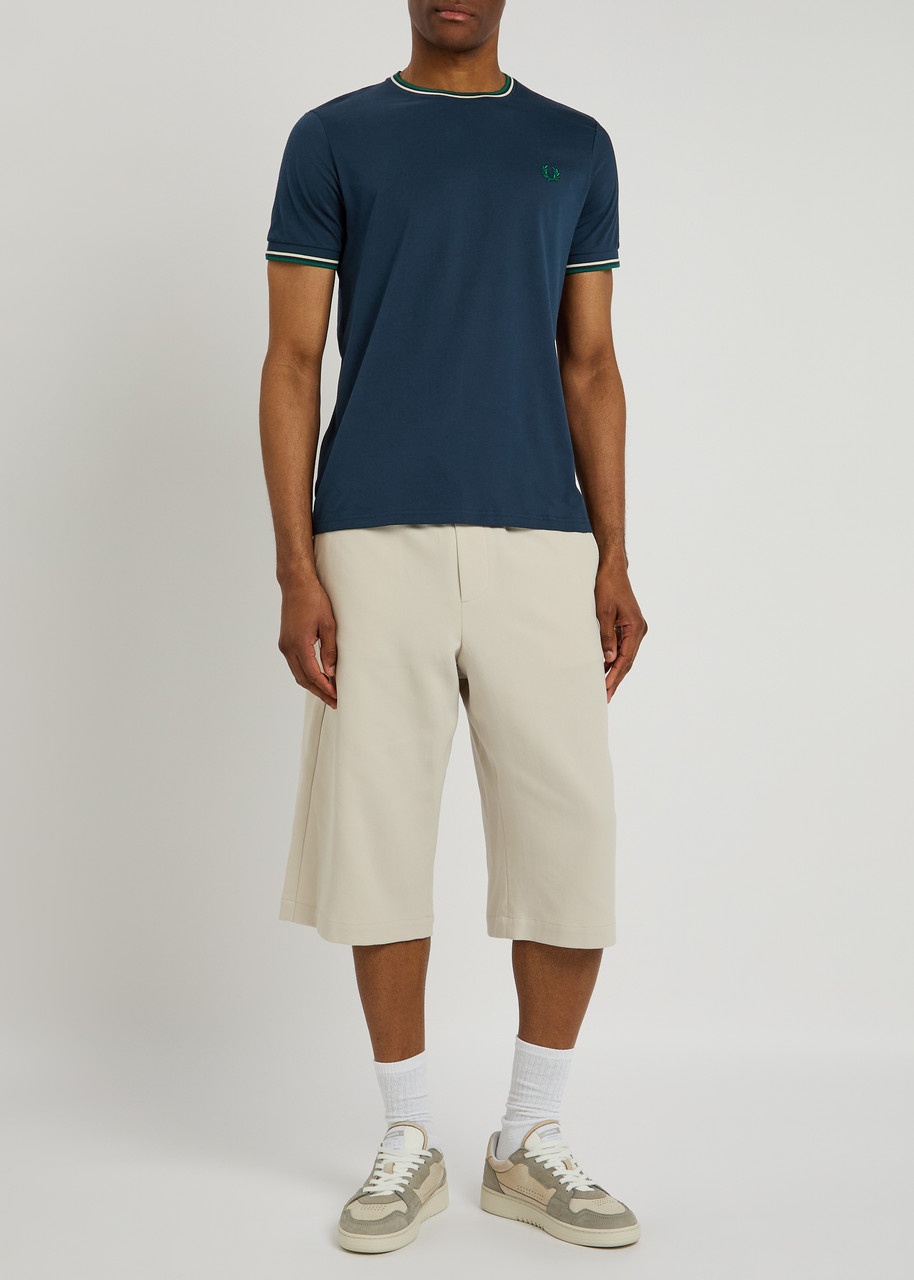 Fred Perry Stripe-trimmed Logo Cotton T-shirt - 4