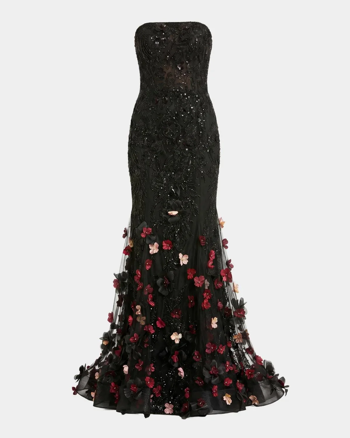 Embellished Strapless Mermaid Gown - 1