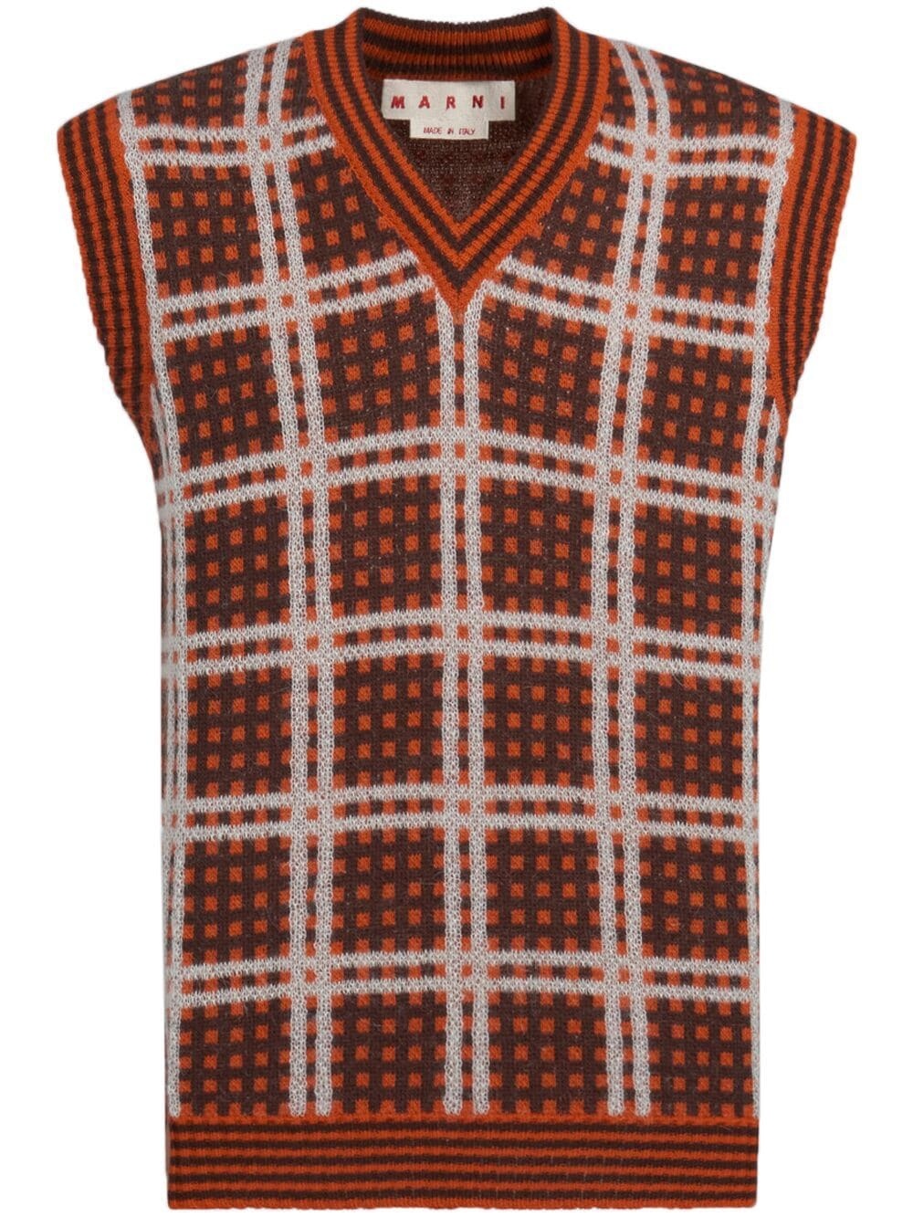 check-pattern sleeveless vest - 1