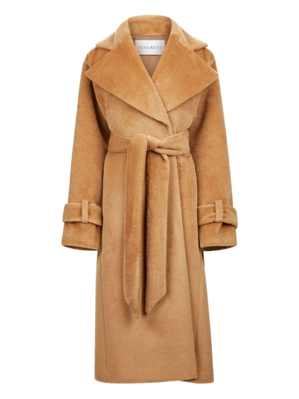belted brushed wool coat - 1