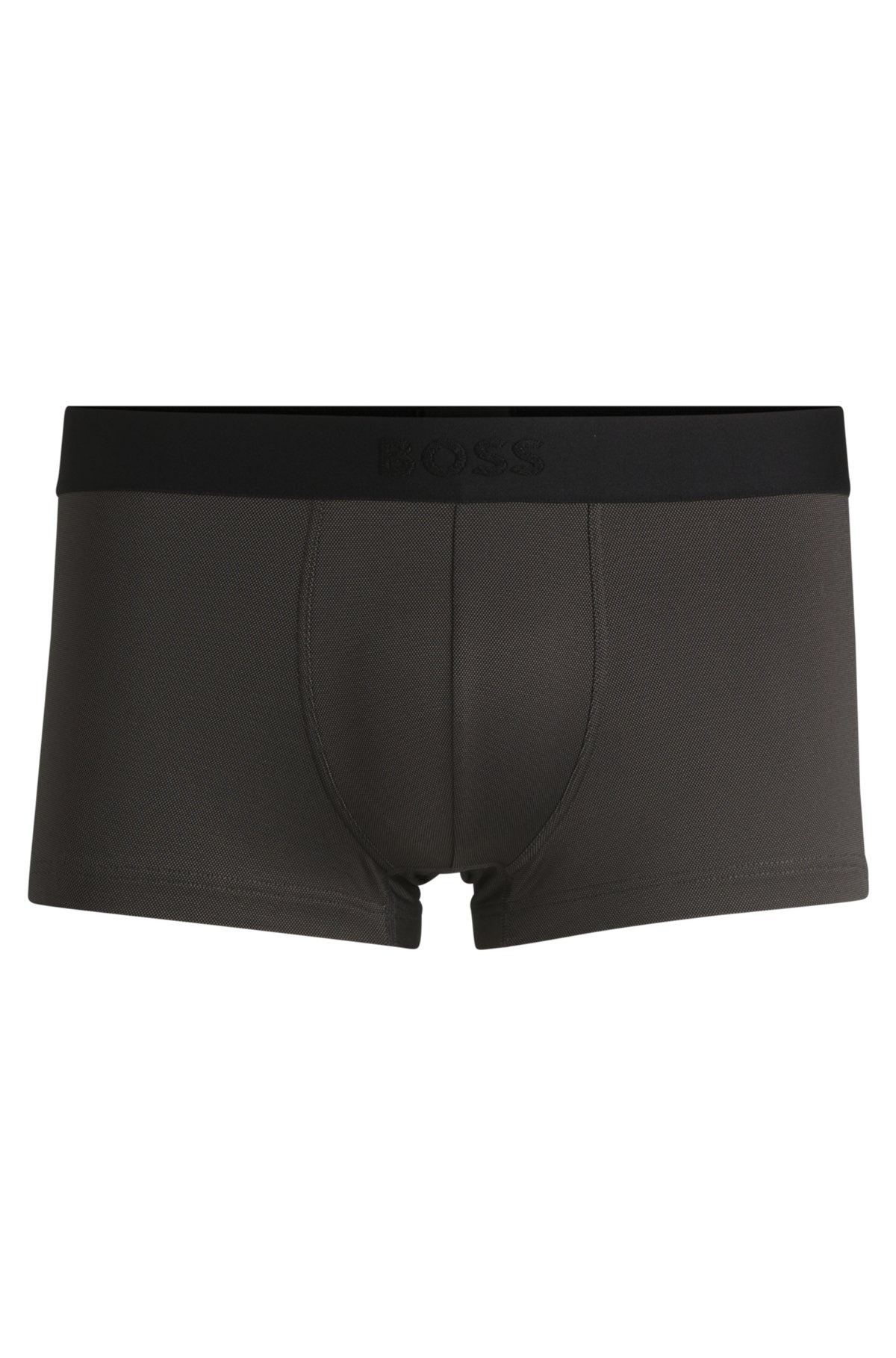SHINY-PIQUÉ REGULAR-RISE TRUNKS WITH LOGO WAISTBAND - 1