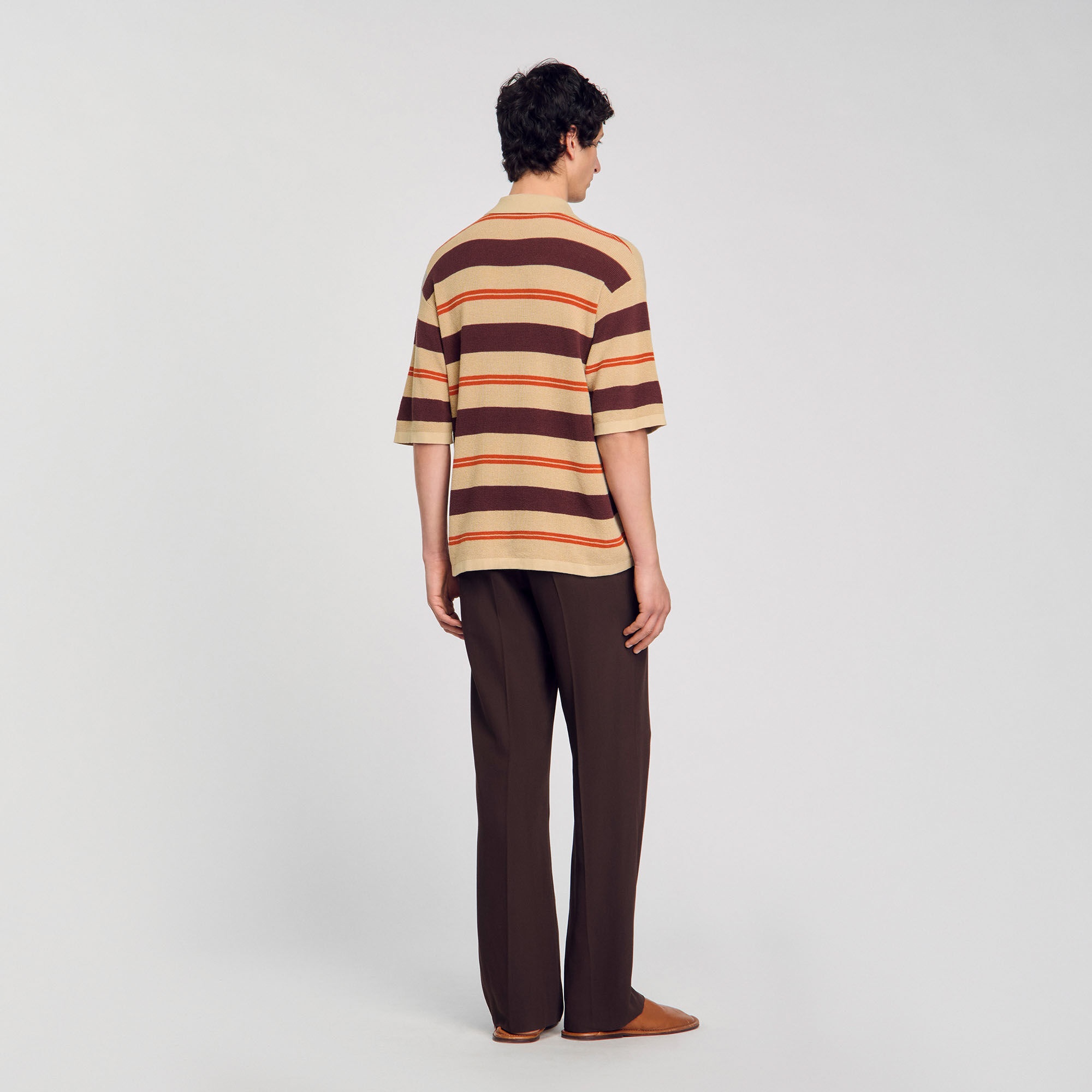 STRIPED KNIT POLO SHIRT - 5