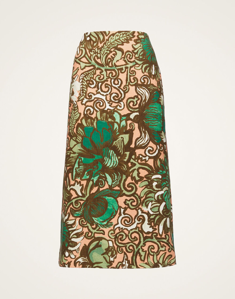 floral-print 연필 스커트 - 1