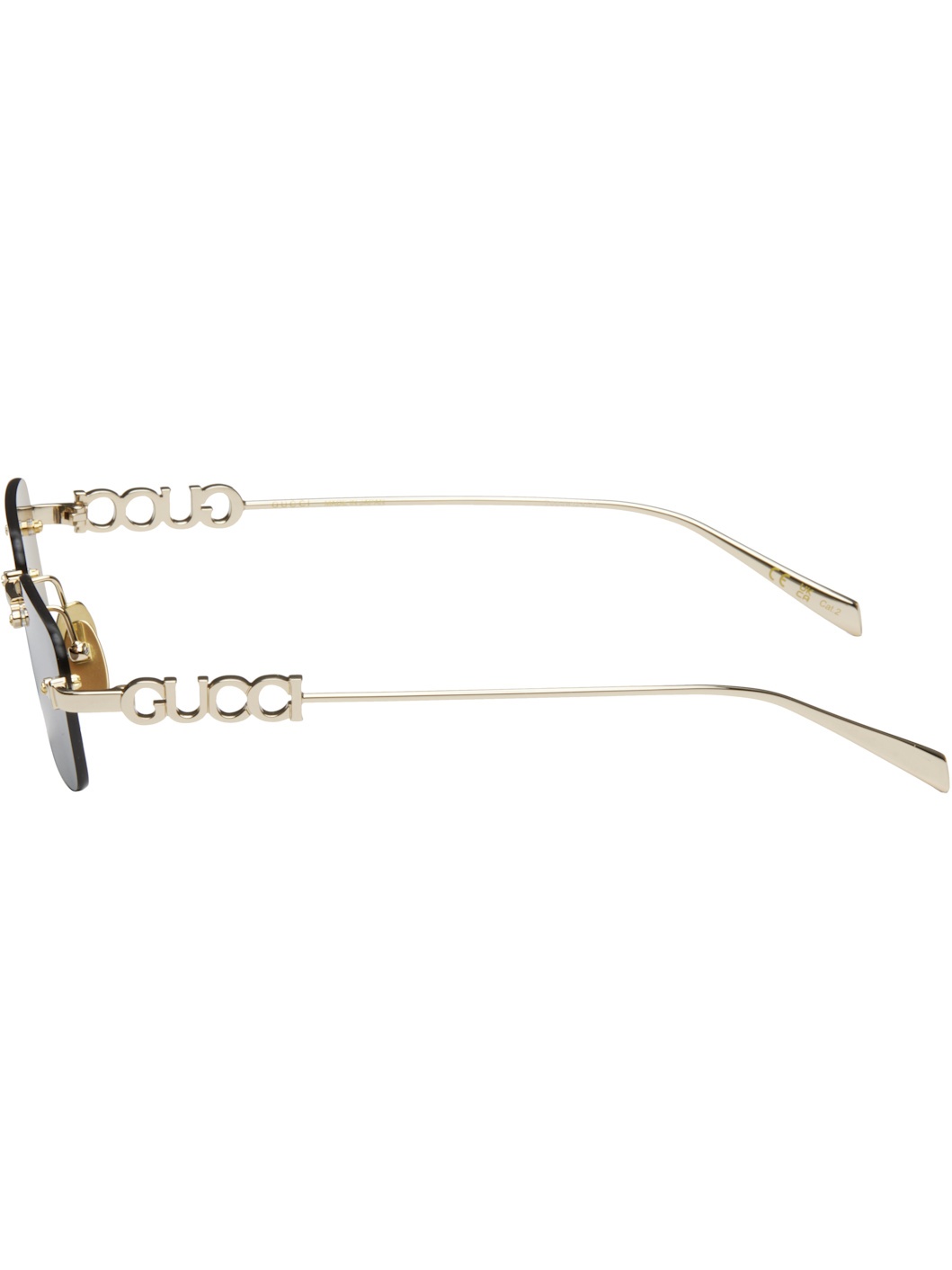 Gold 'Gucci' Block Rectangular Sunglasses - 3