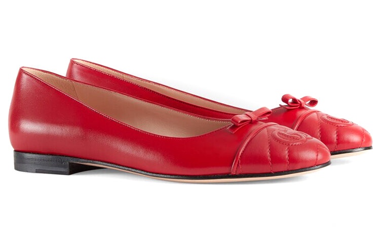 (WMNS) Gucci Ballet Flat With Double G Leather 'Red' 680878-BKO60-6549 - 2