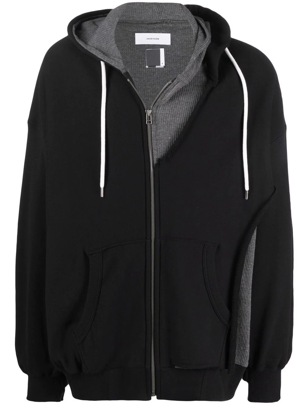 layered zip-up hoodie - 1