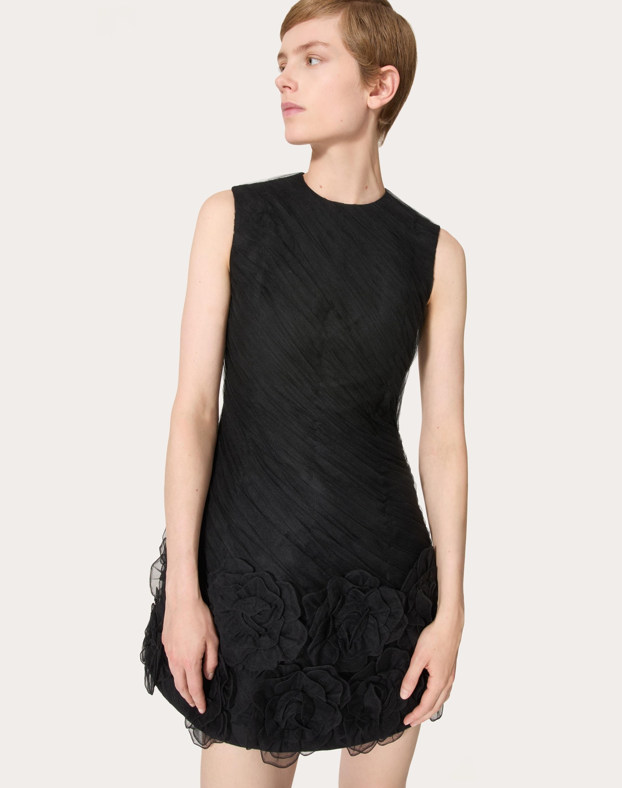TULLE ILLUSIONE EMBROIDERED SHORT DRESS