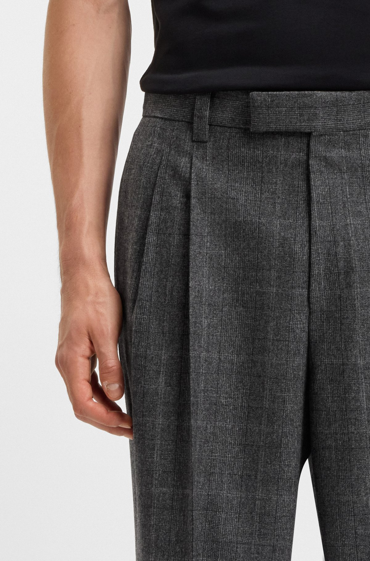 RELAXED-FIT TROUSERS IN CHECKED STRETCH WOOL - 5