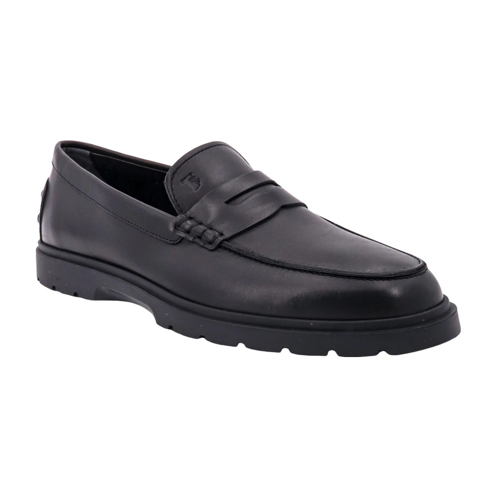 BLACK LEATHER LOAFERS RUBBER SOLE ITALY - 3