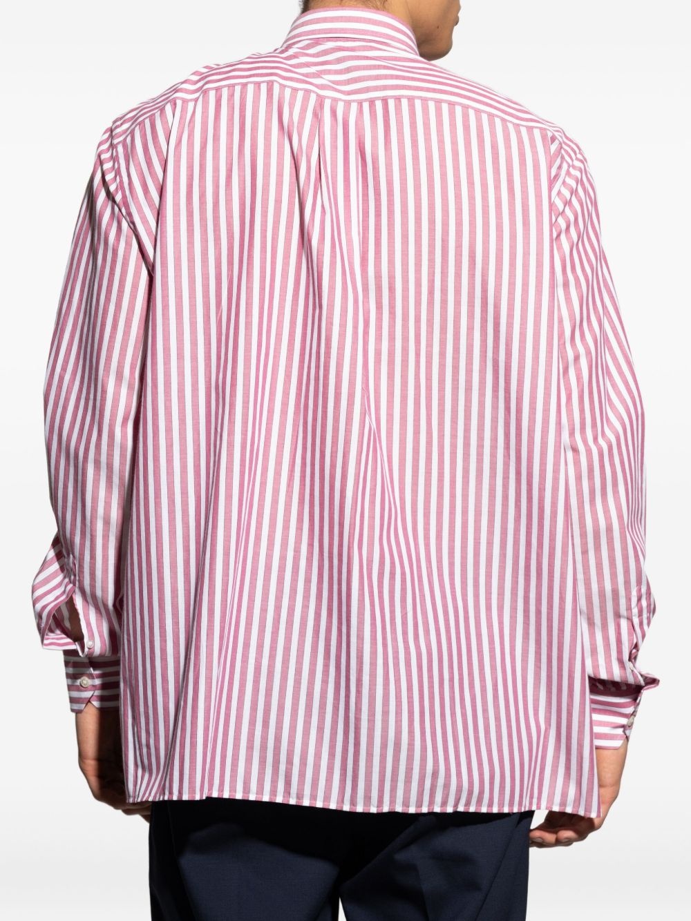 striped embroidered-logo shirt - 4