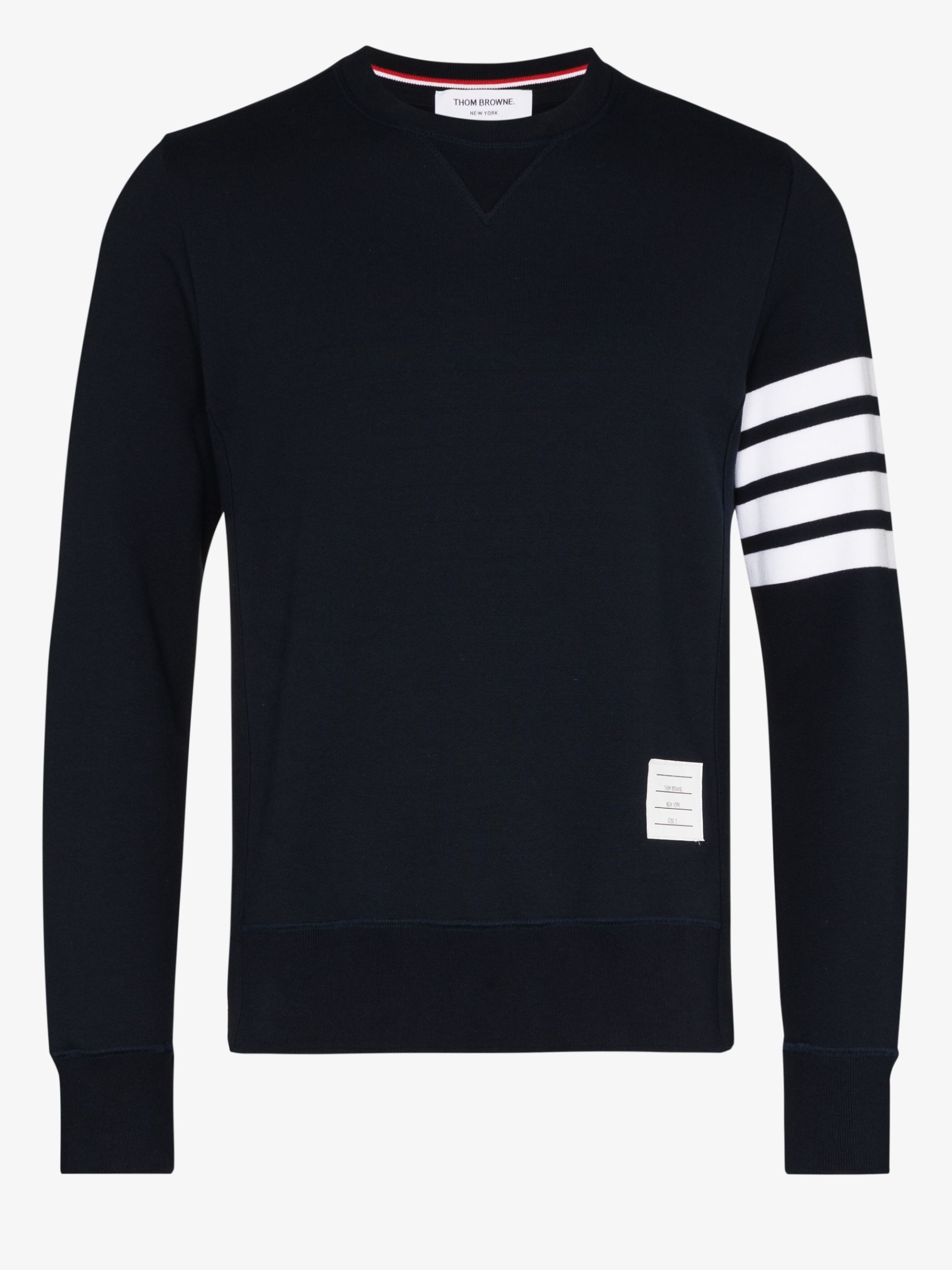 blue 4-Bar stripe cotton sweatshirt - 1