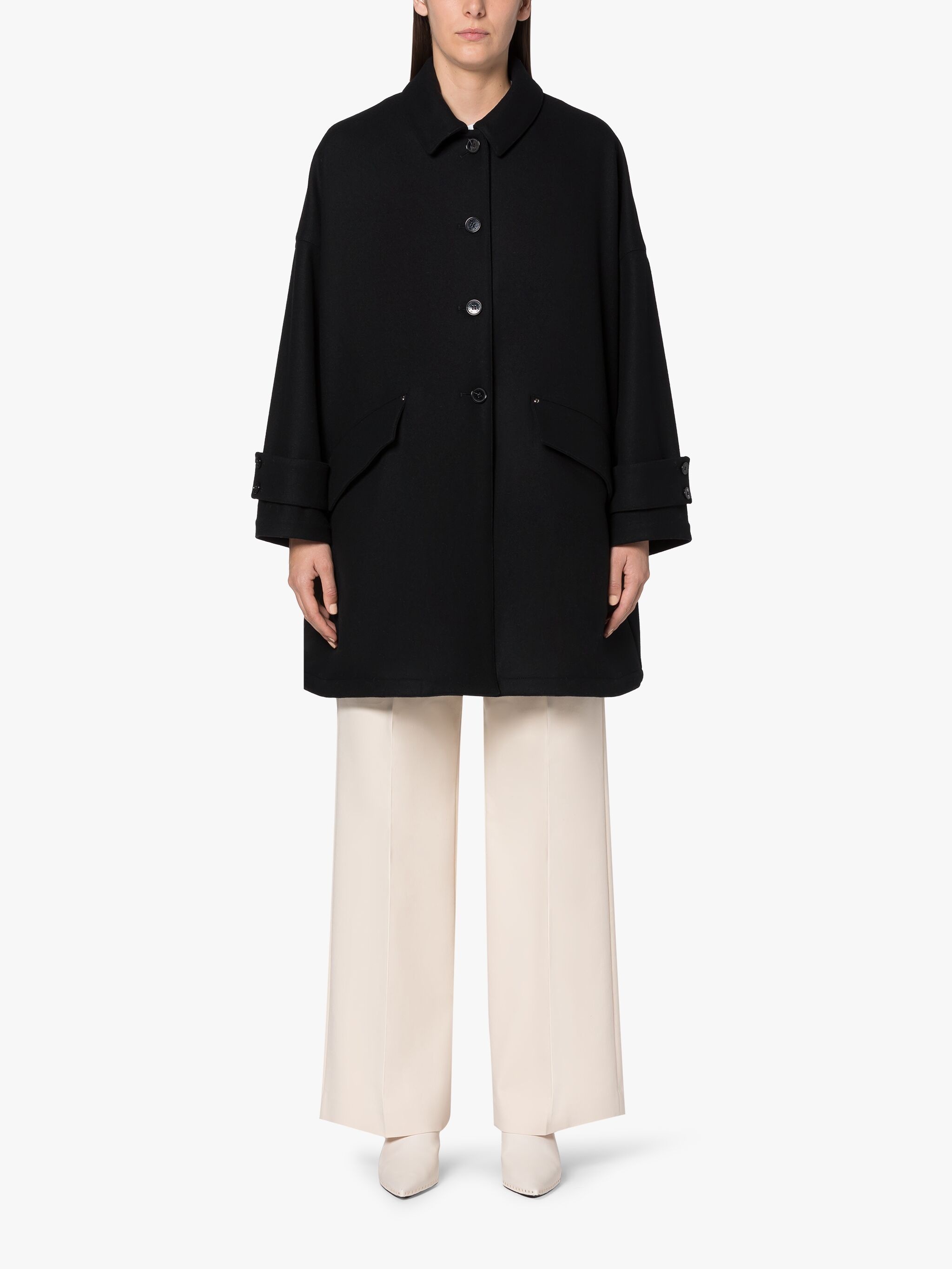 HUMBIE BLACK WOOL OVERCOAT - 3