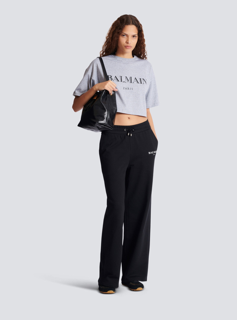 Balmain Boxy cropped T-shirt with Balmain print outlook