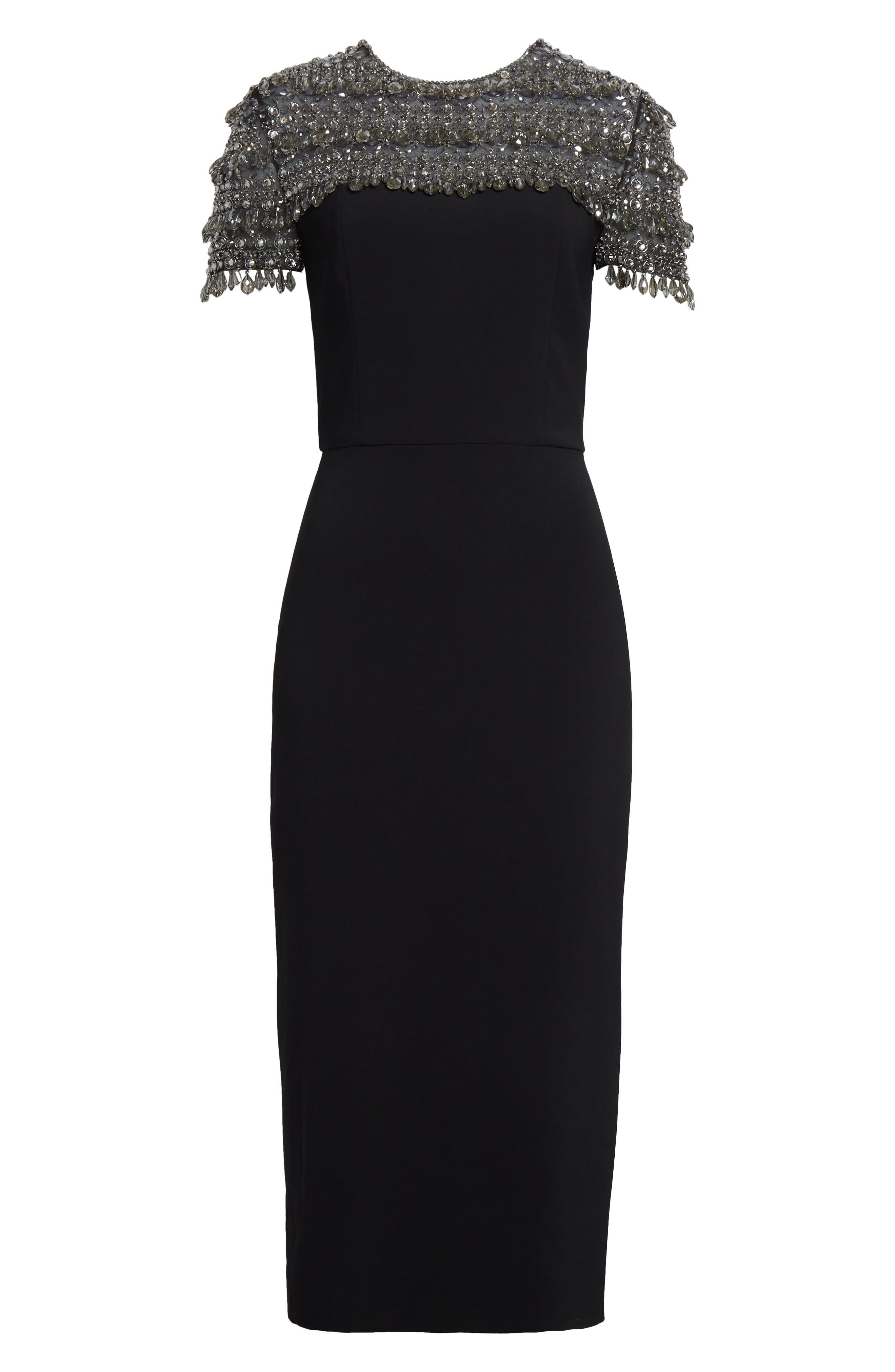 Carolina Herrera Crystal Embellished Cocktail Dress in Black Multi at Nordstrom - 5