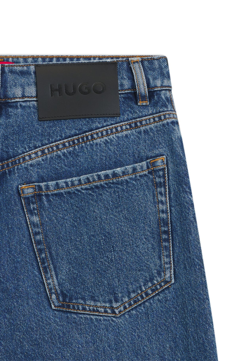 WIDE-LEG JEANS IN BLUE DENIM WITH STACKED LOGO 6