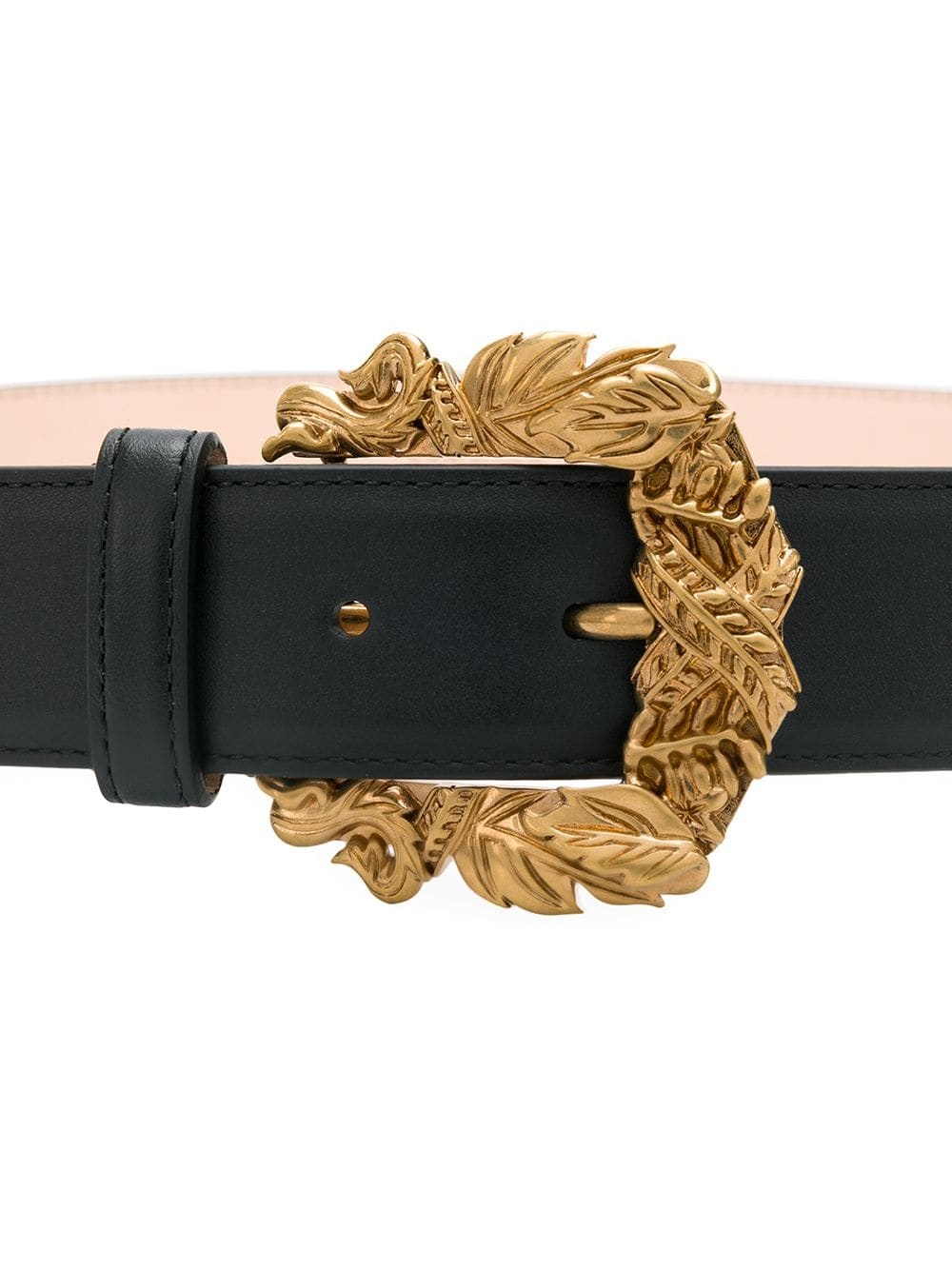 engraved leaf buckle belt - 1