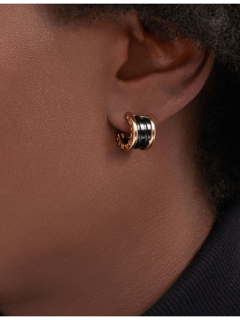 BVLGARI B.zero1 18ct rose-gold and black-ceramic earrings outlook
