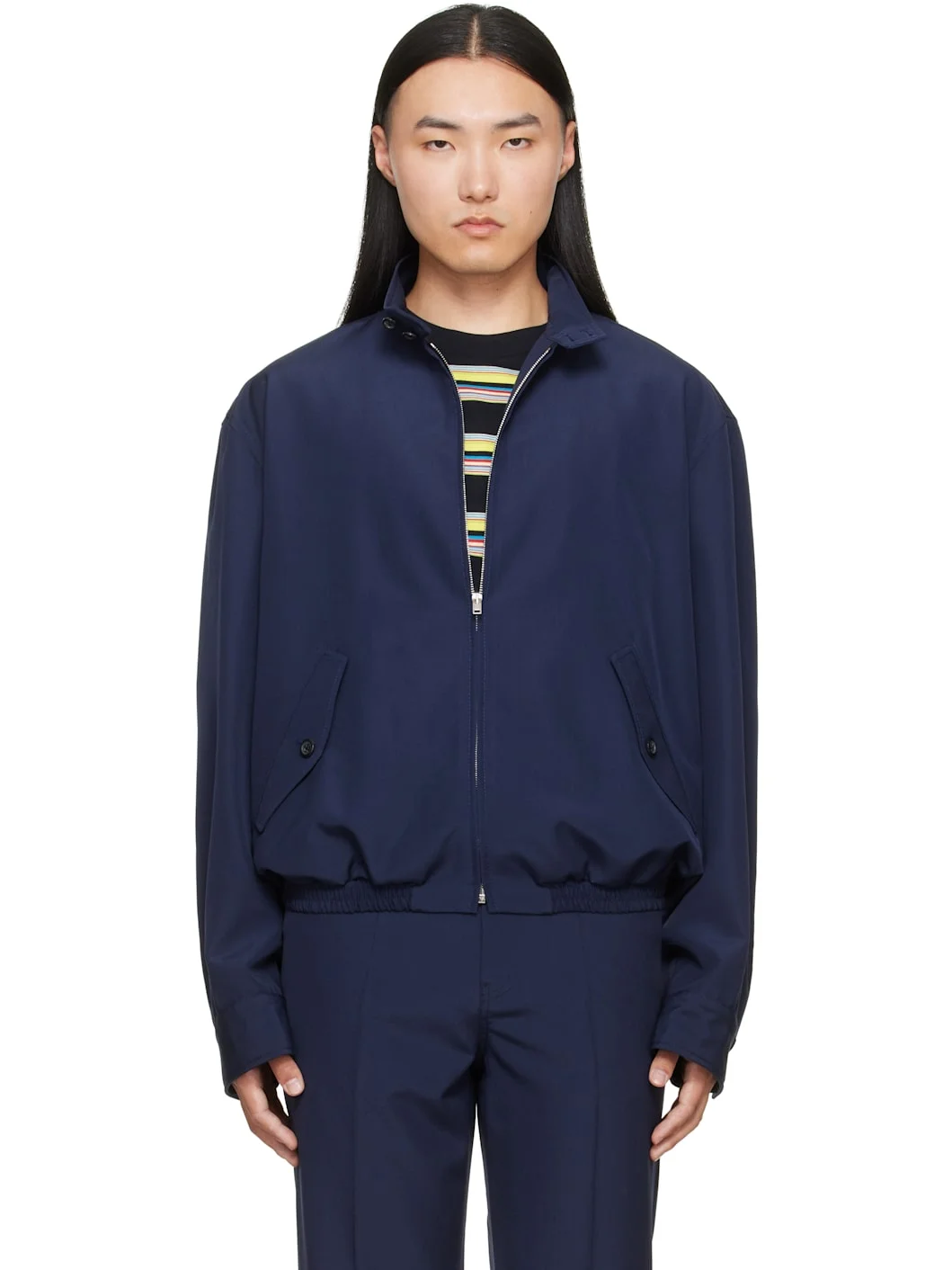 Navy Embroidered-Logo Jacket - 1