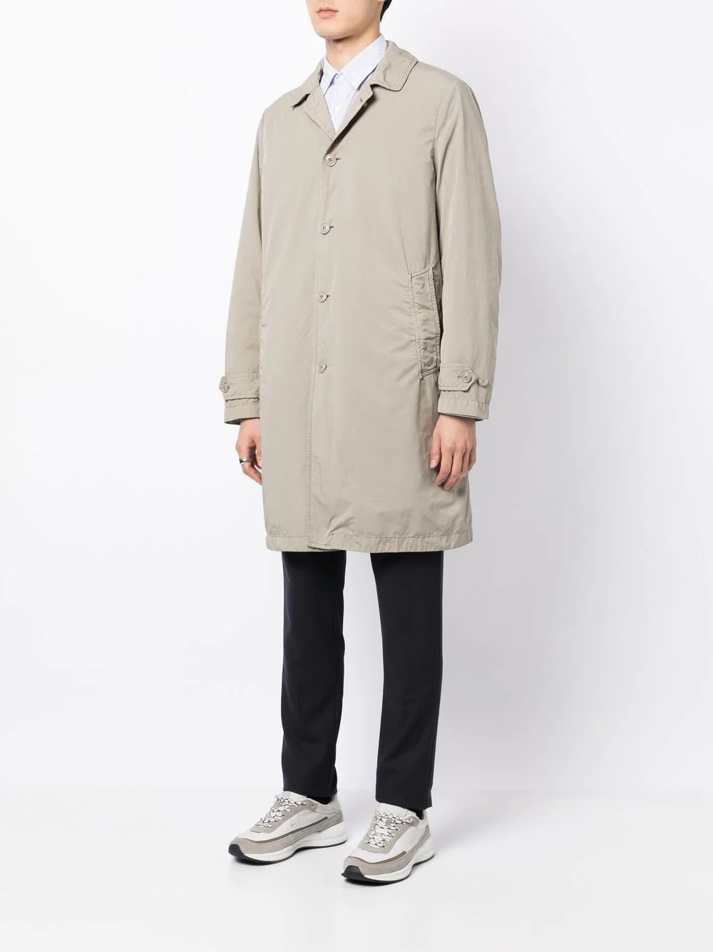 single-breasted padded-lining coat - 3