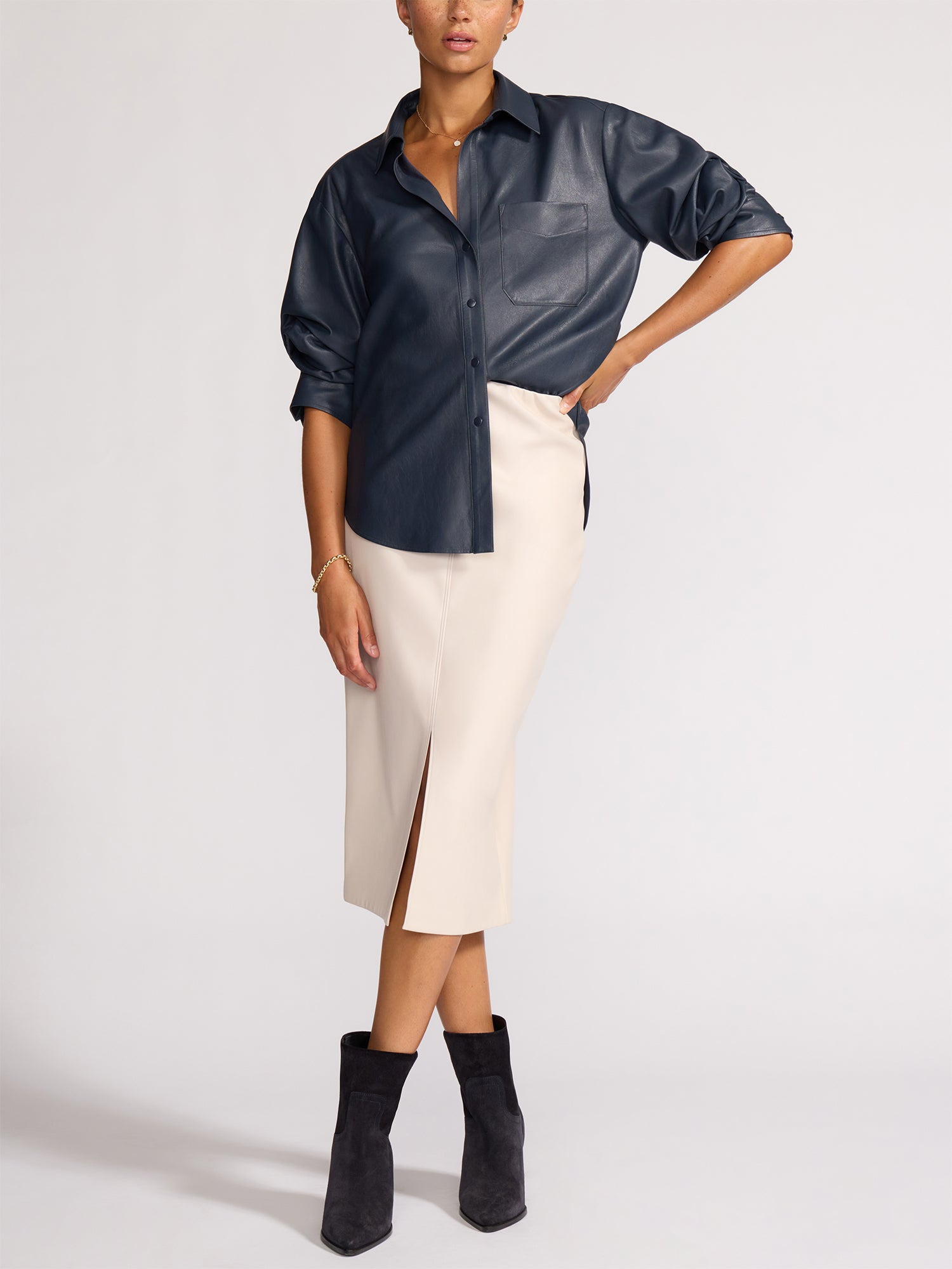 The Pia Vegan Leather Shirt - 7
