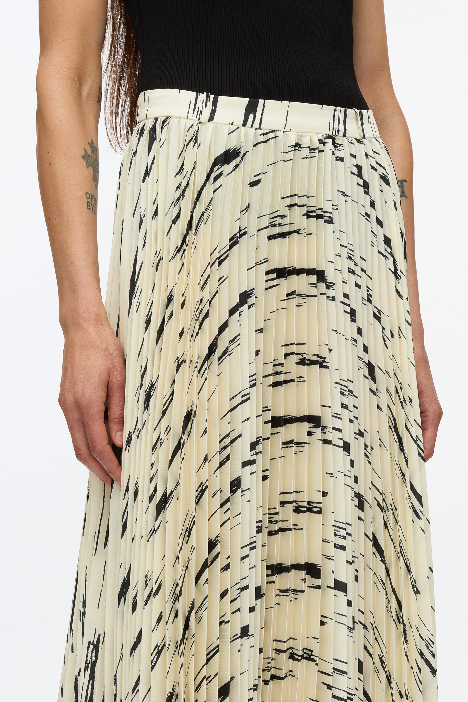 Abstract Wood Grain Pleated Skirt - 5